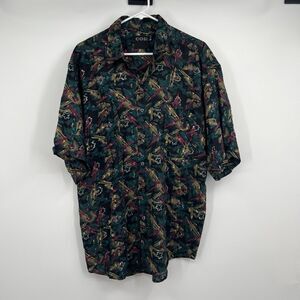 Mens Cosi VTG Casual Button SS Shirt L Colorful Retro Geometric Grunge